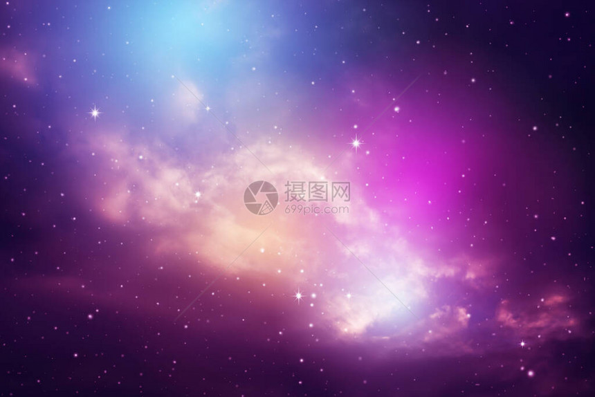 紫色夜空的间有云和星图片