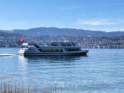 瑞士苏黎世市的苏黎世湖或DerZuerichsee或Zurichs图片