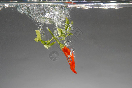 红辣椒掉进水里的照片图片