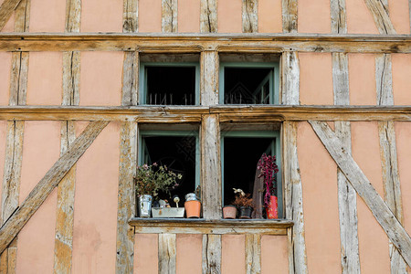 香槟地区奥贝省首府法国许多半木结构房屋图片