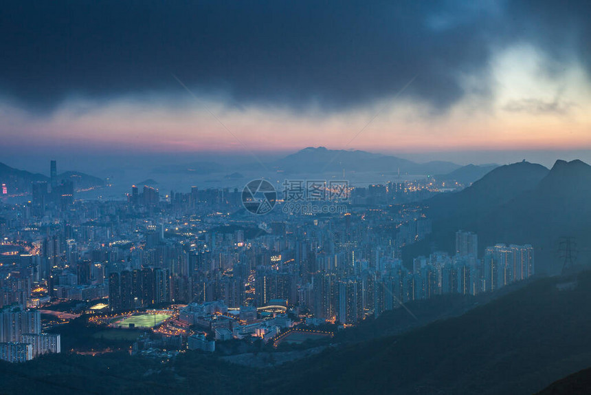 香港山上的落日图片