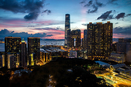日落时香港图片