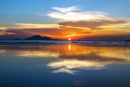 香港海上日落图片