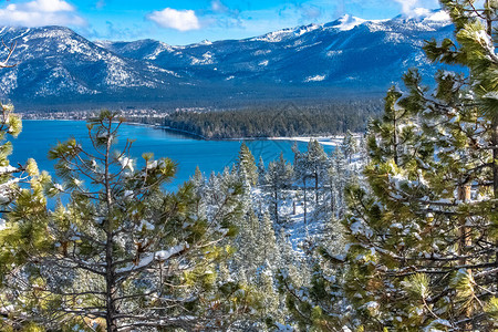 Tahoe湖冬季阳光明图片