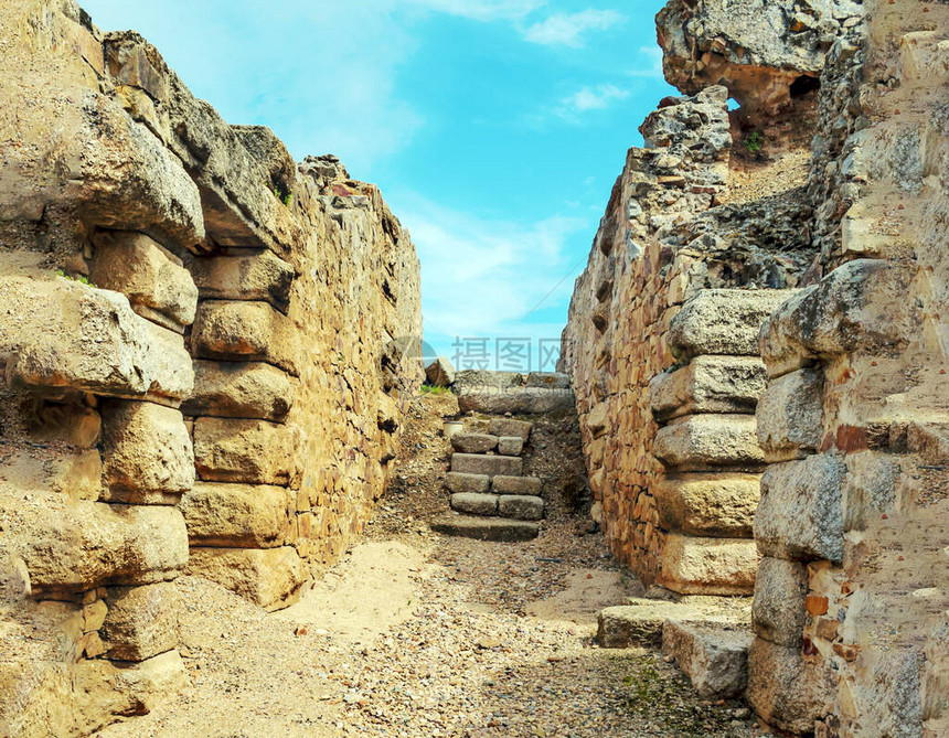 西班牙城市梅里达的罗马废墟在阳图片