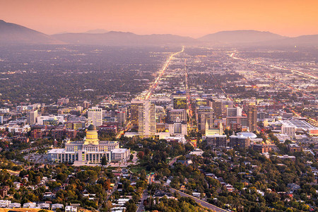 美国犹他州盐湖城美国市中心黄图片