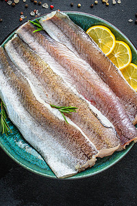 鱼类原始哈克一套烹饪素材培养keto或古白饮食物背景图片