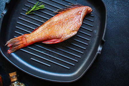 红海贝鱼颜色原始海产鲜菜单概念食物背景食谱背景图片