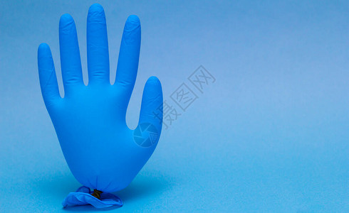 蓝色医疗手套膨胀图片