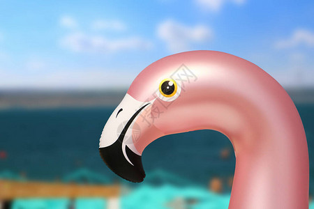全世界海滩上最流行最流行的是充气粉红色火烈鸟床垫图片