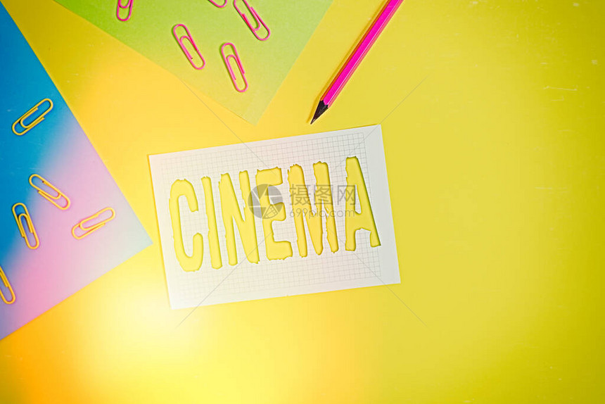 文字书写文本电影为公共娱乐放映电影的商业照片展示剧院电影院空白纸张方形笔记本铅图片