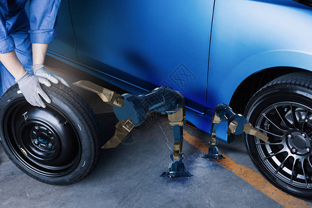 手动机器人ai检查测量数充气橡胶轮胎汽车关闭手持机充气压力表图片