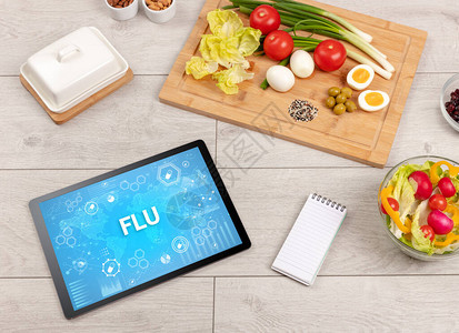 FLU登记免疫系统增强概念健康表板P图片