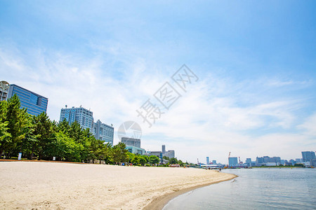奥代巴海滩和东京湾日本东京阳图片