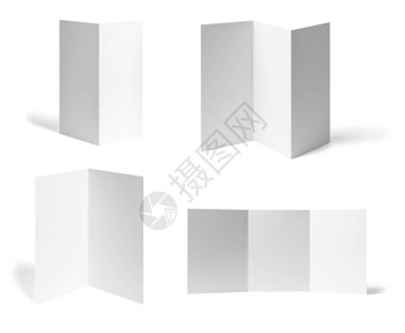 各种空白折叠散页或白色背景的桌面日历白纸每张被单独拍下Einfo图片