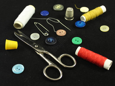 缝纫针线剪刀顶针裁缝按钮图片