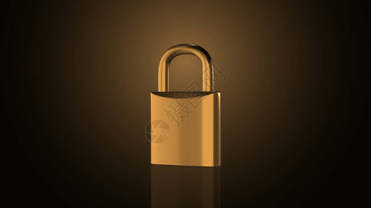 3D金锁安全和保护概念图片