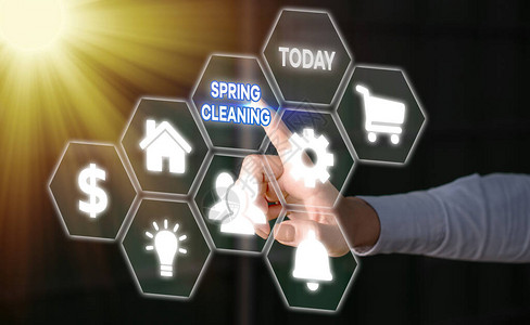 概念手写显示春季大扫除春季彻底打扫房屋的概念意义实践图片