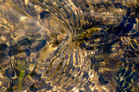 清澈的小溪水中柔滑的涟漪图片