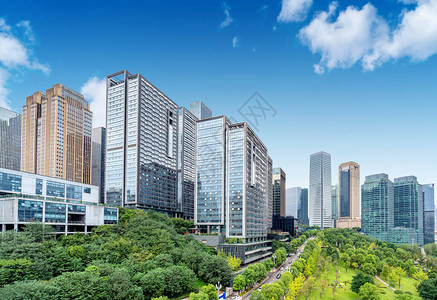 重庆江北新城公园和密集背景图片
