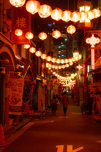 横滨元町中华街夜景背景