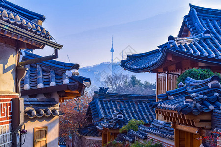 韩国布川花木村韩国风格建筑架构9月1日9背景图片