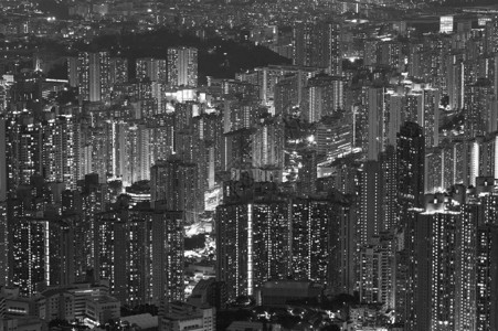 香港城市鸟瞰夜景图片