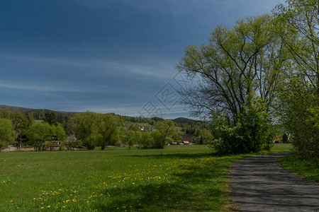 贝克奥夫多尔尼贝克瓦村春色新绿日带有背景