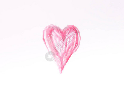 心脏的手画形状白色背景上的粉红色唇膏样背景图片