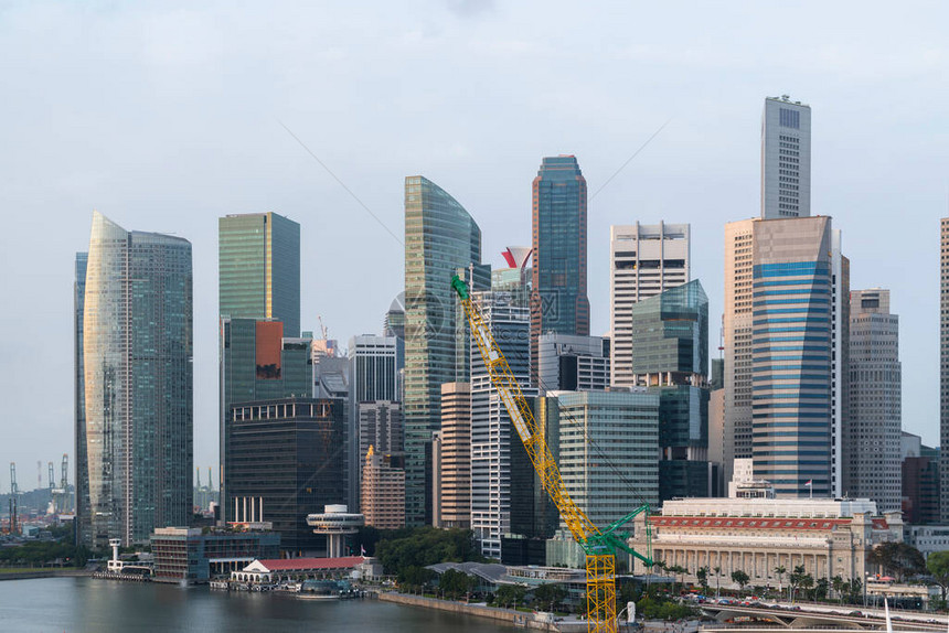 白天新加坡市风景如画的全景亚洲地区的金融和贸易中心枢纽成功的概念高科技世图片