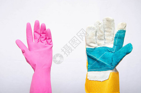 粉红色橡胶手套图片