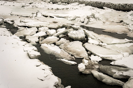 在阿拉斯加Anchorage以北的冰溪河流中图片