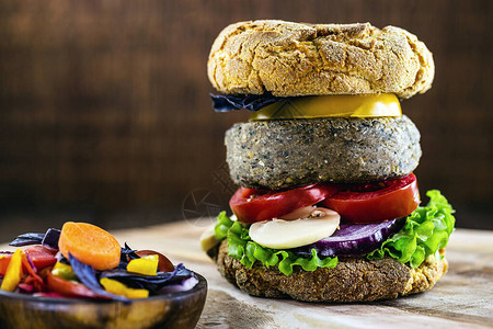 素食零无肉汉堡以植物和蛋白质高清图片