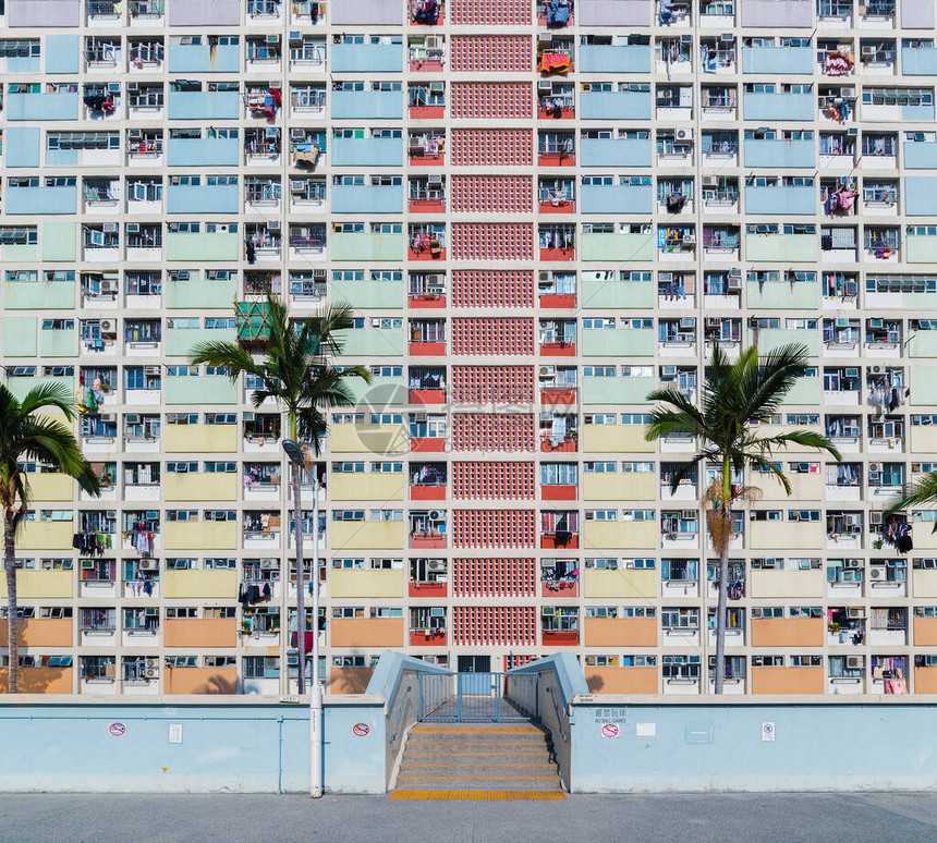 香港市公有房地产的住宅建筑在高图片