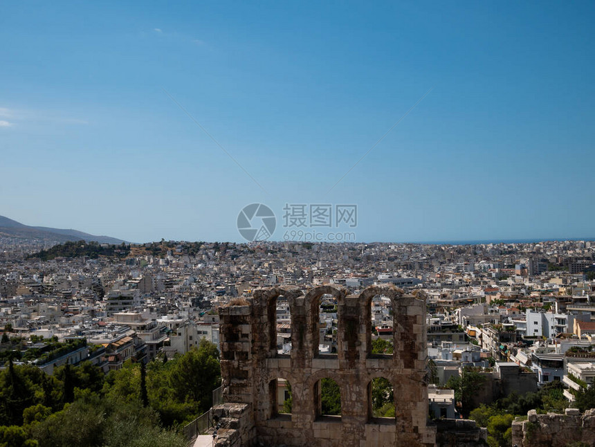 欧洲希腊雅典市和雅典市在亚特罗波利斯的HerodesAtticus图片