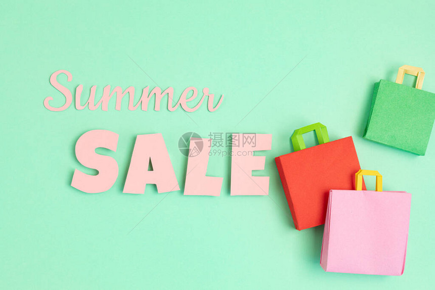 Word夏季大减价和购物纸袋季节销售在线交易折扣促销图片