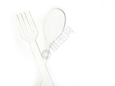 勺子和叉子被白色隔离图片
