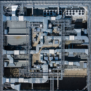 建筑物屋顶的空调通风系统通风和空调的工业空气系图片