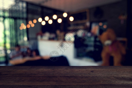 咖啡厅咖啡店酒吧餐厅背景模糊的木桌图片