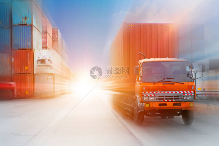 用于快速高运输和运输物流背景概念的集装箱货物模图片