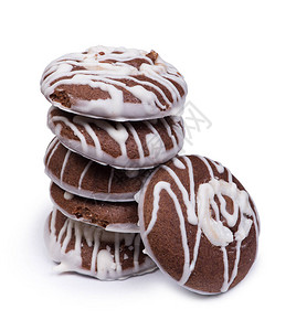 一组巧克力饼干在孤立的背景下图片