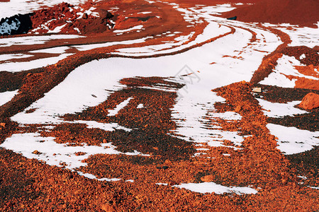 冰岛的火星地貌塞迪肖拉尔火山的红色弹坑红土开采的石图片