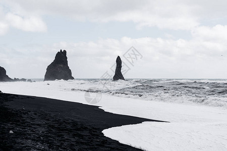 冰岛黑色海滩维克BlackBeachVik背景图片