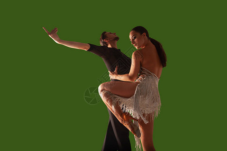 绿屏素材跳舞几个舞者在绿屏背景上背景