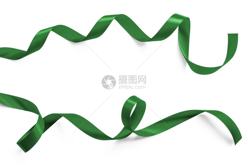 绿色丝带子卷弓图片