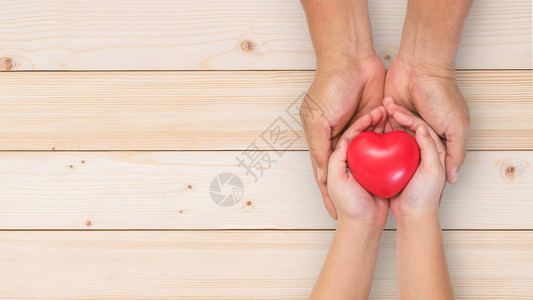 育儿理念与爸和孩子的手牵心小孩的手支持红心图片