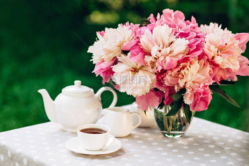 小鸡花瓶茶壶和茶杯图片