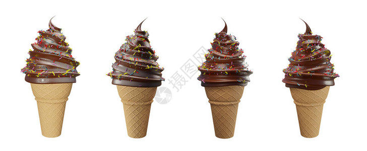 一套收集软服务冰淇淋的巧克力冰淇淋背景图片