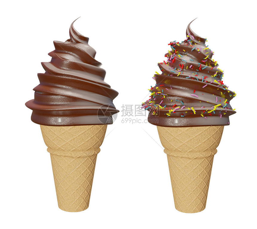 一套收集软服务冰淇淋的巧克力冰淇淋图片
