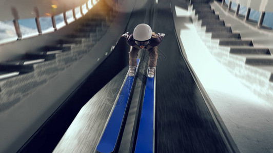 跳跃滑雪女运动员图片